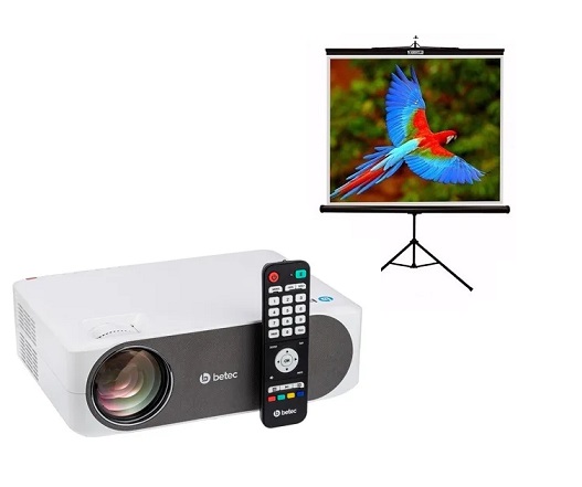 SitAndBuy - Kit Projetor LED – 3.800 Lumens (Full HD) e Tela de Projeção