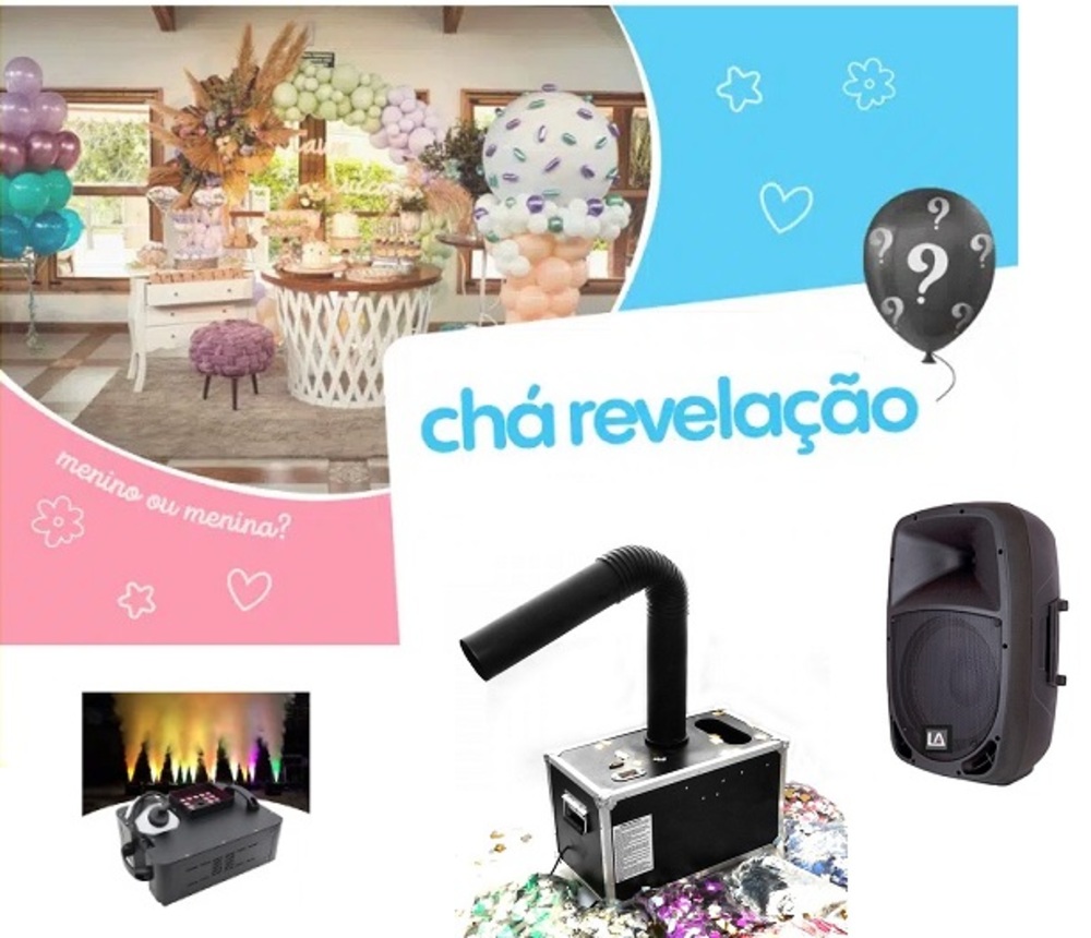 SitAndBuy - Kit Chá Revelação C/ Máquina De Papel + Fumaça + Som