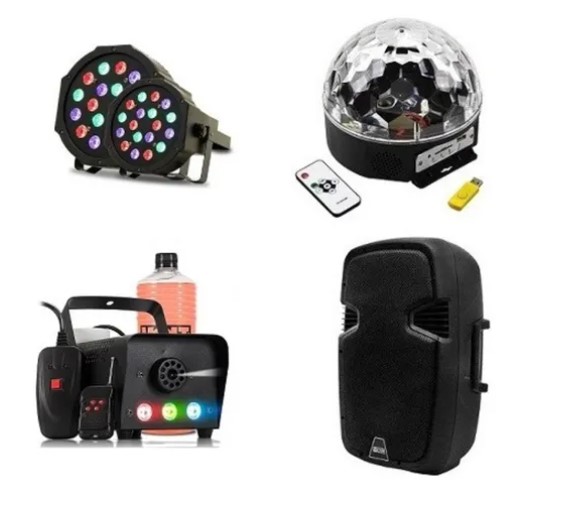 SitAndBuy - Kit Balada Som C/ Caixa De Som Fumaça Globo Strobo