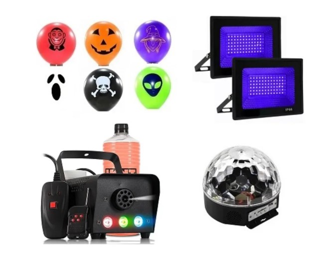 SitAndBuy - Kit Halloween C/ Fumaça Globo Luz Negra E Decoração
